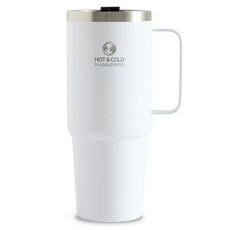 LIVENS 大容量附提把不鏽鋼隨行杯冷飲杯, 白色, 1個, 900ml