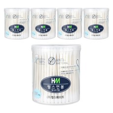 헬스면봉 100% 코튼 순면 멸균 원통형 멀티 종이 면봉, 5개, 200개입