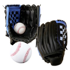 棒球傳接球右投用手套2入 + 棒球2入組, 1套, 黑色 + 藍色