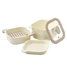 실리만 인덕션 이지웨이 메탈 아이스크림 냄비 세트 6종 WTK090, 바닐라, 냄비 3종 + 실리콘 찜 받침대 + 실리콘 그립 2p + 유리뚜껑, 1세트