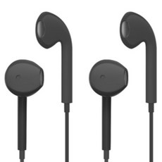 Daily Nest 簡約有線耳機 A款 2入, 黑色, 單一商品