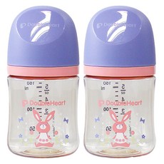 DoubleHeart 母乳實感 第三代 PPSU 無奶嘴奶瓶 雙入組, 來玩吧兔子, 無奶嘴, 160ml, 1個