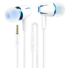 Daily Nest 高級有線耳機 B型, 單一商品, 白色 + 藍色