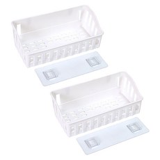 한봄누리 벽걸이 플라스틱 정리 선반 욕실 바구니, 화이트, 2개