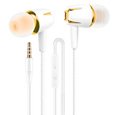 Daily Nest 高級有線耳機 B型, 單一商品, 白色 + 金色