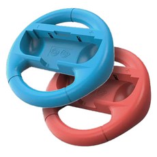Hoho Lez Nintendo Switch OLED Joy-Con賽車方向盤握把保護殼 2件組, 1組, 單品, 霓虹藍,霓虹紅