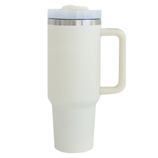 Shoe&Shoe 大容量手柄不鏽鋼隨行杯, 1.18L, 奶油色, 1個