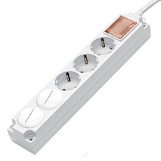 Gaganet Point Main S/W接地延長線 5孔 + 安全蓋 2p 組, 1套, 1.5m, 白色