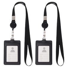 Yegrina卡夾型線圈型工作證出入證掛繩, 2個, 黑色
