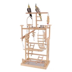 Qilci 鸚鵡大型原木遊戲棲架, 1個, 混合色