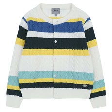 BEEN 兒童多色條紋圓領針織開襟衫 BZ14CK01IV