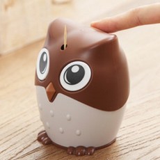 ArtiHome 貓頭鷹按壓式牙籤盒, 1個, 棕色