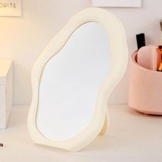 드레싱 크림 스타일 벽걸이 데스크탑 거울, 화이트