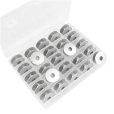 手工縫紉 工業用自動切線梭芯 25入 + 梭芯盒套組, 銀色, 1套