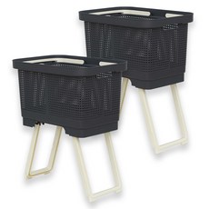 lifist 泡沫直立式折疊洗衣籃 2入, 深灰色