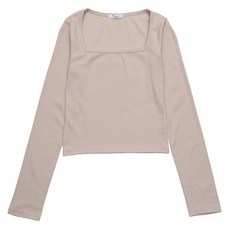 라라온 여성용 모달 스퀘어넥 크롭 긴팔 티셔츠 TSP1656