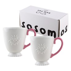sosomoso Roco 馬克杯 237ml x 2入, 粉紅色, 1個