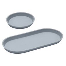 Sarasa 矽膠簡約橢圓形 + 圓形托盤套組, 灰色