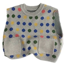 Golden Rabbit 兒童寬鬆版圓點針織背心