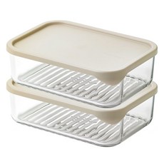 글라스락 모듈러 재료보관 유리용기 1700ml, 2개입, 1세트