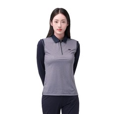 PROWORLDCUP 女款戶外高爾夫印花翻領拉鍊T恤 Q124-3402-1NV