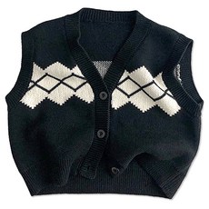 골든래빗 아동용 루즈핏 니트 베스트 아가일