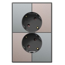 TILINS 2孔 45度 接地插座 綠米色 + 深灰色, 1個