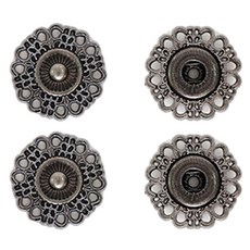 해피베어스 플라워 디자인 스냅단추 18mm 2p, 메탈그레이, 2개