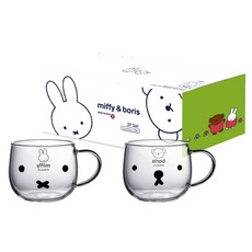 에지리 내열유리 머그컵 100ml 2종 세트, 미피, 보리스, 1세트