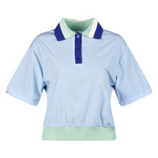 럭스골프 여성용 배색 카라 스트링 반팔 셔츠 LB4M628W