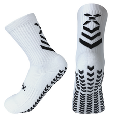 HnEx 防滑登山足球室內足球緩震運動襪, 白色, 1個