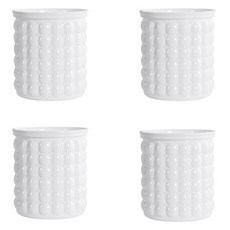 Homeflow 底部澆水泡泡圖案迷你塑膠花盆, 4個, 白色