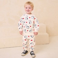 milkmile 兒童款 PEANUTS 史努比愛心擁抱上下服套裝