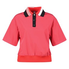 럭스골프 여성용 배색 카라 스트링 반팔 셔츠 LB4M628W