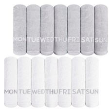 Songwol 松月 Fluffy 七日飯店毛巾 170g 30支精梳棉 灰色 7入 + 白色 7入 組, 1套, 混合色