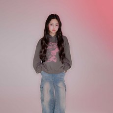 애플핑크 주니어 캐릭터 크랙 나염 후드티셔츠 U102