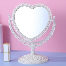북유럽 회전형 하트 탁상거울, 화이트