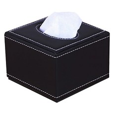 코히모 인조가죽 정사각 티슈 케이스 5W0051, 블랙