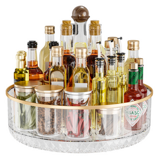 코히모 다용도 양념통 360도 회전 수납 트레이 5W0056, 1개, 투명 화이트