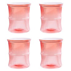 The Flow Commerce 居家園藝自動吸水竹子造型塑膠花盆, 紅色, 4個