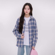 applepink 青少年寬鬆版型格紋襯衫 U105