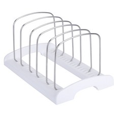 平底鍋鍋蓋整潔收納架, 白色, 1層, 1個