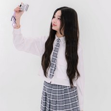 applepink 女童格紋綁帶口袋短版襯衫 U161