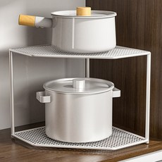 簡潔平底鍋收納架, 白色, 1個, 2層