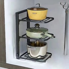 스탠드 깔끔한 후라이팬 다용도 정리대, 3단, 블랙, 1개