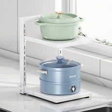 加寬收納廚房平底鍋整理架, 白色, 1個, 2層