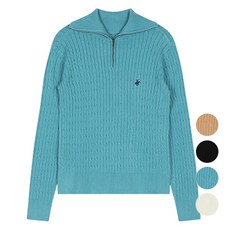 비버리힐스폴로클럽 여성용 케이블 플라잉 반집업 니트