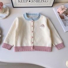 Arbe 女童粉彩彩虹針織開襟衫