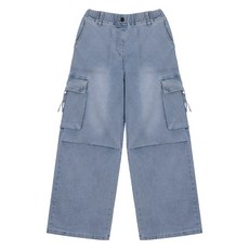 JCB 男童寬鬆闊腿工裝水洗丹寧褲 U144