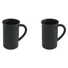 ERATO 標準長型陶瓷手柄馬克杯 450ml, 暖黑色, 2個